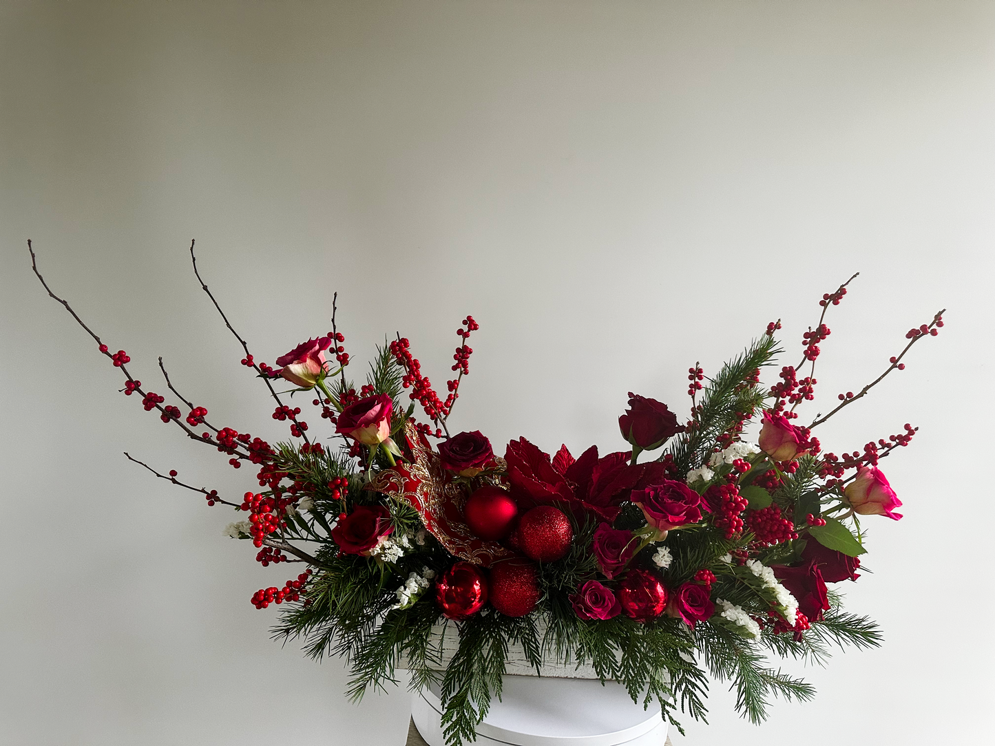 Crimson Elegance Holiday Centerpiece