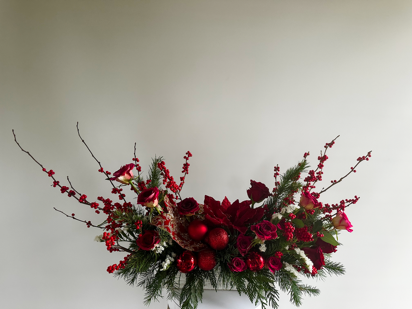 Crimson Elegance Holiday Centerpiece